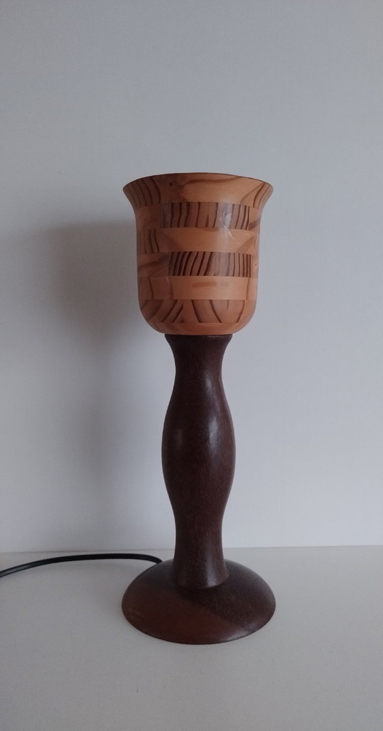 Image 1 of Tulp Lamp Hout - Scandinavisch - Vintage