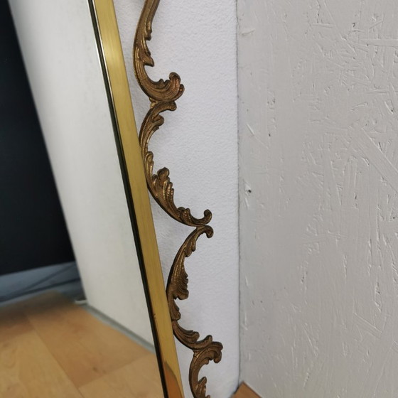 Image 1 of Vintage goudkleurige messing spiegel kuifspiegel schouwspiegel