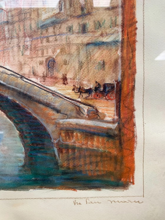 Peinture aquarelle de Daniele Fontana, années 1950, Peintures et dessins (photo 2 sur 4)
