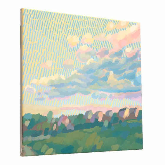Image 1 of Tableau original « Tapis de nuages ​​», pièce unique peinte à la main, nature, paysage, peinture acrylique 50x50cm