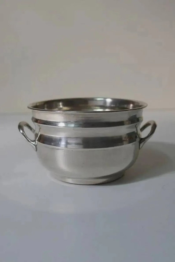 Coupe en métal argenté avec poinçon diamant "SIS" - XXe siècle – Vaisselle, Vintage (photo 2 of 9)