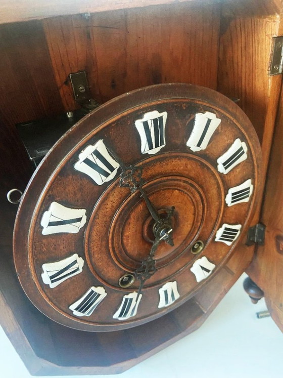 Image 1 of Large Antique French Wall Clock, 1880, Mechanical, Carved Wood