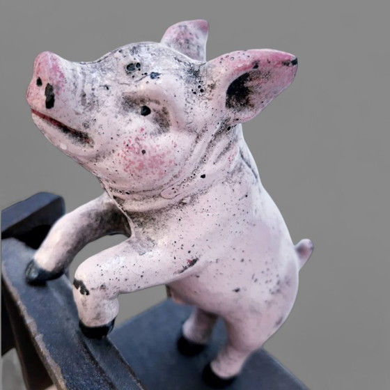 Image 1 of Ensemble de serre-livres en fonte en forme de cochon