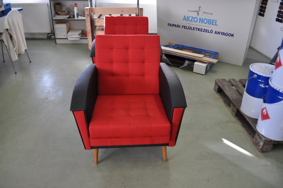 Set of Vintage Red & Black Lounge Chairs, 1960s – Chairs and lounge chairs (photo 2 of 7)