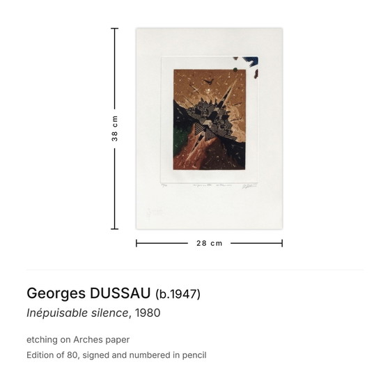 Image 1 of Georges Dussau Unerschöpfliches Schweigen Signierte Radierung 1980