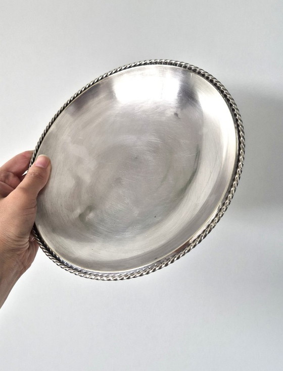 Image 1 of Silver-plated small dish on three ball feet