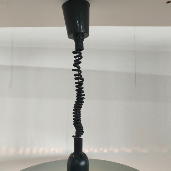 Image 1 of Vintage Verstelbare Ronde "Ufo" Glazen Plafondlamp (smokeglass)