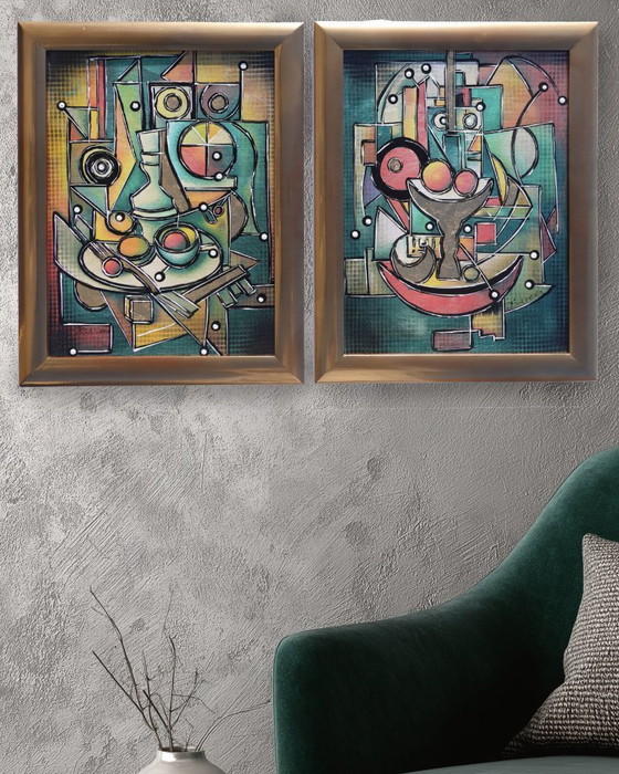 Image 1 of Cubism A1439 - abstract paintings in frame