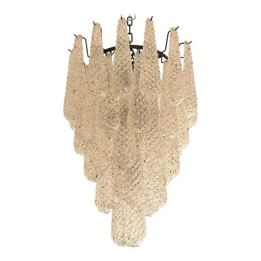 Lampadario veneziano in vetro di Murano "Conchiglie" in nichel nero, design di metà secolo