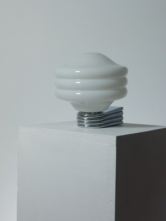 Image 1 of Vintage Wandlampe Milchglas Chrom Art Deco 