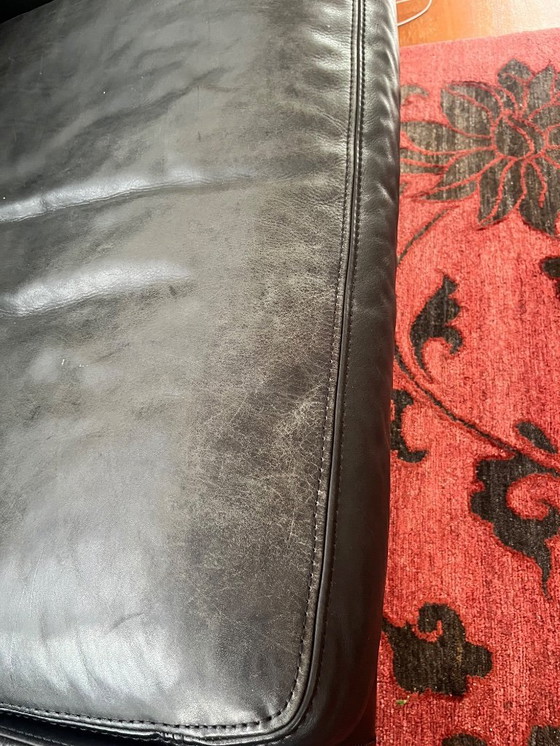 Image 1 of Antonio Ricci black leather 3-seater sofa