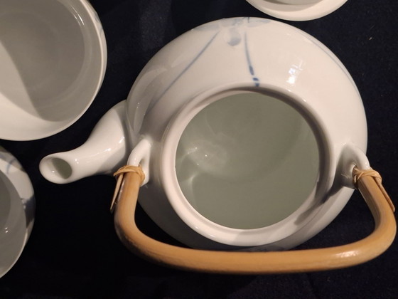 Japanese Tea Set, Nagamine, Tableware, Porcelain, Bamboo, Blue (photo 4 of 5)