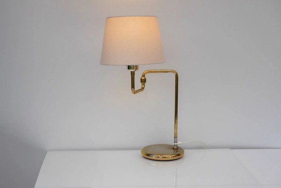 Image 1 of Scandinavian brass swing arm table lamp