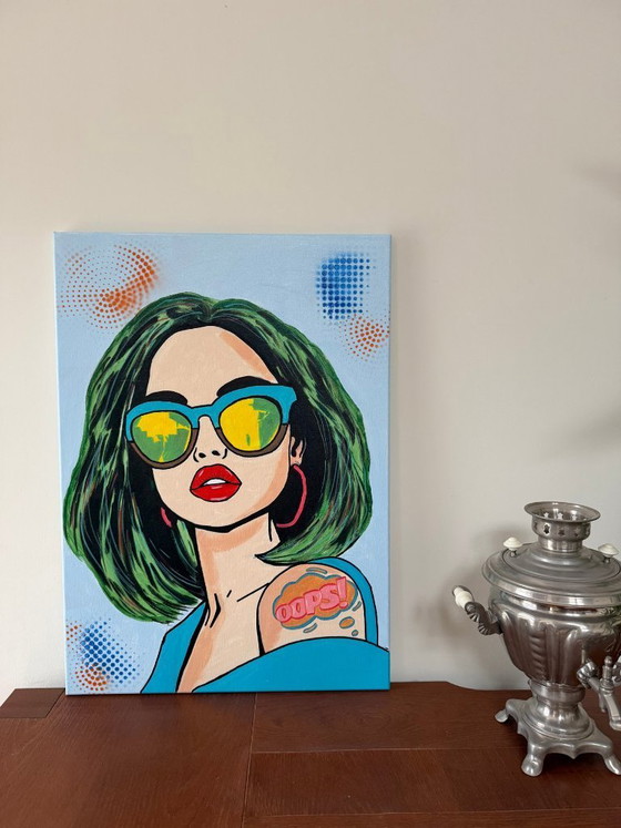 Aurora Konisgberg - She Knows Oops - Artist's Painting Under Glass – Paintings & Drawings, Canvas (photo 4 of 10)