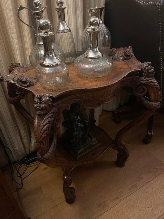 Image 1 of Mesa neorrenacentista con bandeja, italiana, siglo XIX, nogal macizo