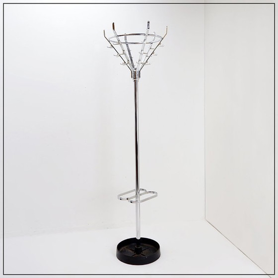 Image 1 of Vintage chrome-plated coat rack with umbrella stand