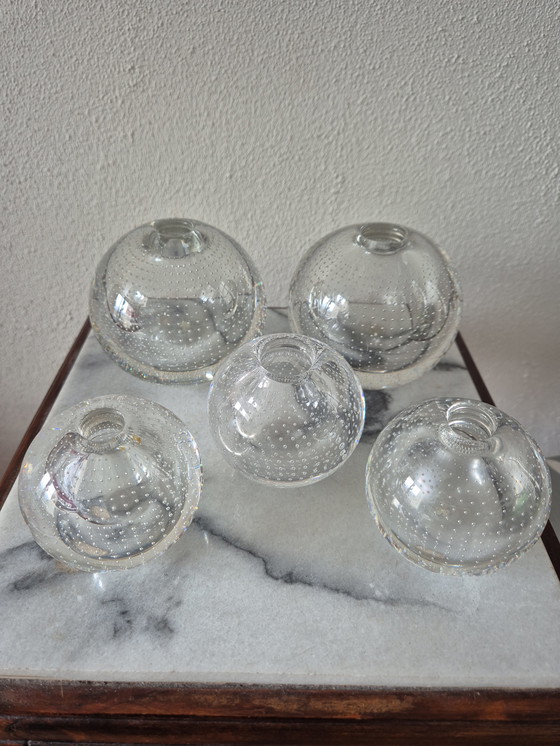 Image 1 of 5 clear glass spike balls, design A.D. Copier 1936, made by Glasfabriek Leerdam