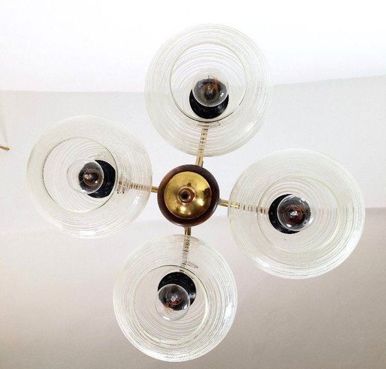 Image 1 of Mid Century Chandelier / Vintage Pendant Light / Rustic Elegant Light Fixture / Yugoslavia 1970's / Hanging Lamp
