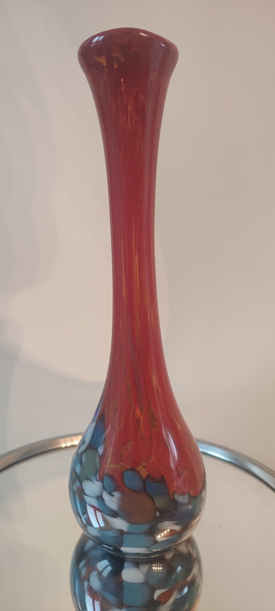Image 1 of Blown glass soliflore vase ("Spatter Glass") from the 1960s-70s