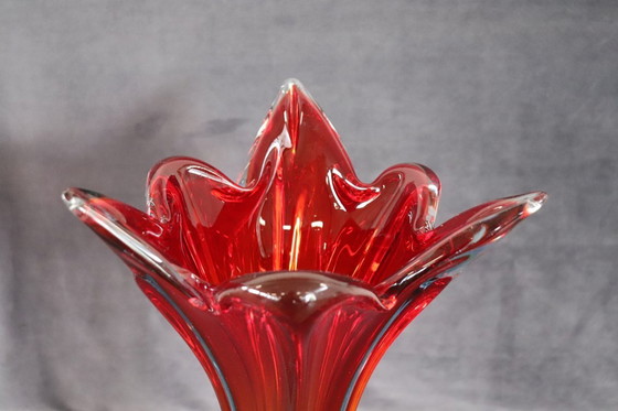 Image 1 of Italian Red Tall Vase in Murano Art Glass, 1960s