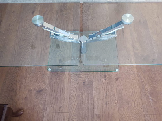 Image 1 of Tavolo da cocktail estensibile con piano in vetro Vintage Italia a 2 bracci