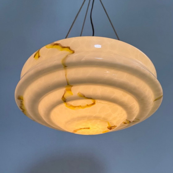 Image 1 of art deco hanglamp marmer glas , 1950s