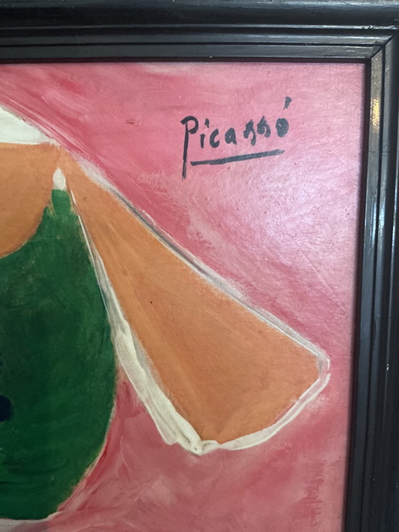 Image 1 of Abstract Cubist-Style Painting – Signed – Oil on Canvas with Fram