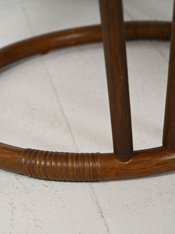 Image 1 of Scandinavian round bamboo and copper coffee table