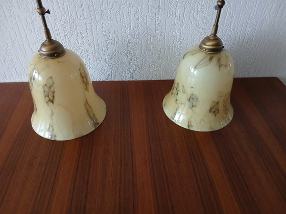 Image 1 of Kelkglas Lampen – Kloklampen – Art Deco - Gemarmerd 