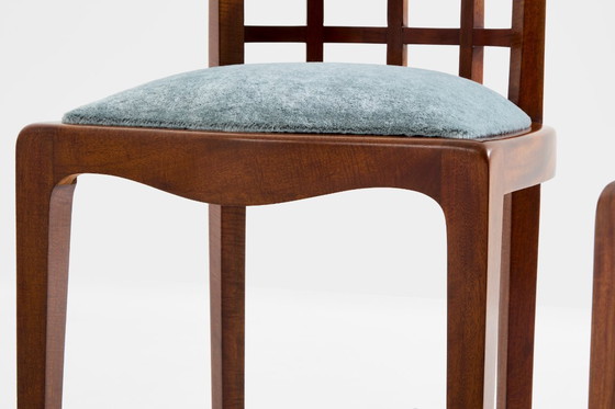 Image 1 of Coppia di sedie laterali Paul T. Frankl in mohair e noce riccio, velluto, 1933