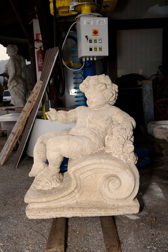 Late 19th Century Italian Carved Stone Putto – Sculpture, Vintage (photo 13 of 39)