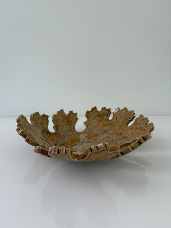 Image 1 of Retro 70s naturalistic bowl in the shape of an oak leaf