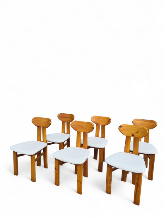 Image 1 of Set of 6 Danish pine chairs