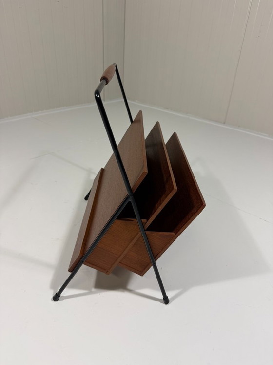Teak Magazine Rack from the Sixties, Metal, Black (photo 10 of 11)
