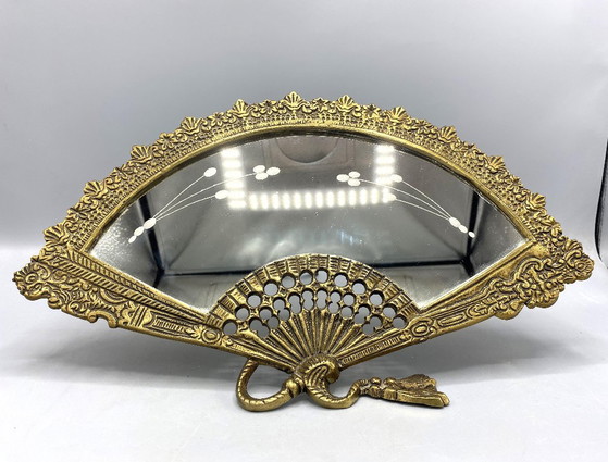 Miroir Français Vintage en Bronze en Éventail – Miroir Art Nouveau – Glass (photo 2 of 11)
