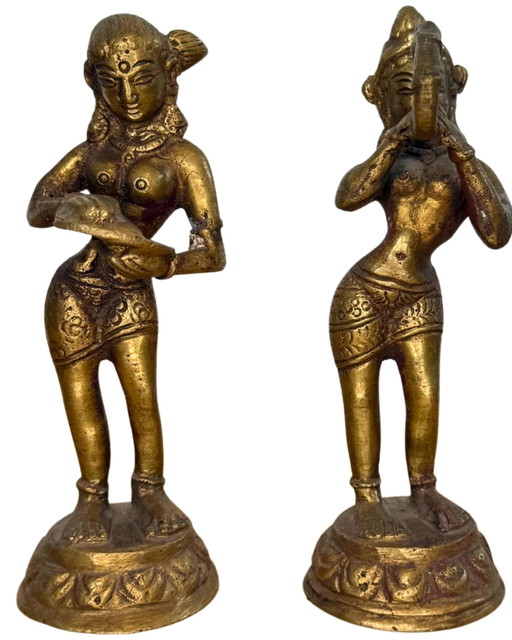 Hindu Bronze Altar Statues – Pair – Ritual Figures