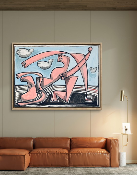 Image 1 of Gundi Falk (1966) Dance of the Lovers - Large Cubist painting on canvas