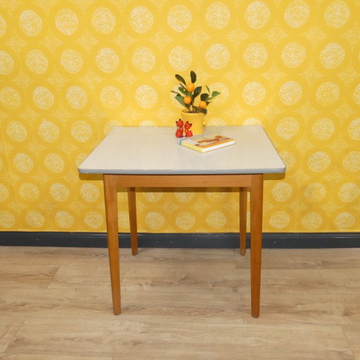 kleiner 50er Jahre Küchentisch Holz Resopal 60,5x75,5 H73 Tisch Küche vintage retro Werktisch
