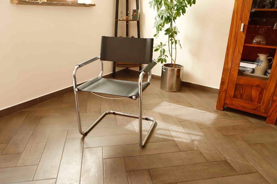 Image 1 of Mart Stam Style Cantilever Chairs – S34 Inspired, Chrome Frame, Leather Upholstery