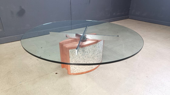 Image 1 of Mesa de centro de hormigón pintado y cristal Giorgio Saporiti de Saporiti Italia