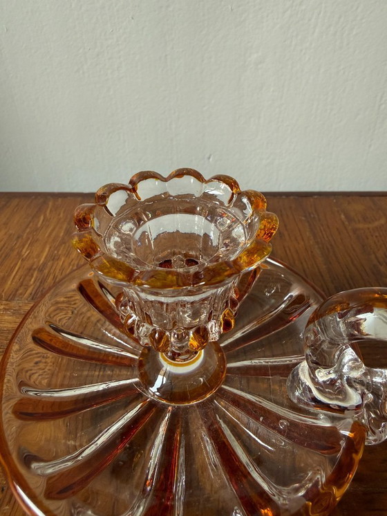 Image 1 of Bohemian Crystal Glass Hand Candlestick – Vintage Charm