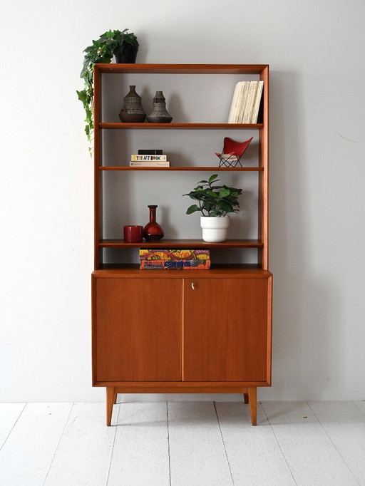 Scandinavische teakhouten boekenkast met opbergmeubel uit 1960