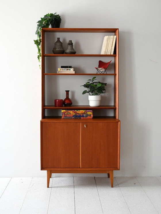 Image 1 of Librería escandinava de teca de los años 60 con mueble de almacenaje
