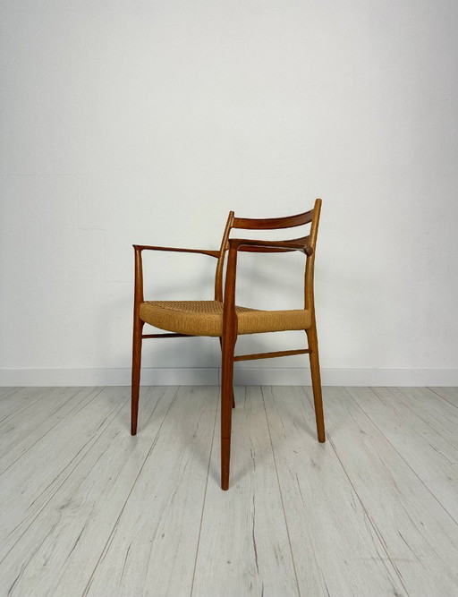 50er Jahre Vintage dänischer GS700 Teak & Papercord Esszimmer-Armlehnstuhl von Arne Wahl Iversen für Glyngøre Stolefabrik
