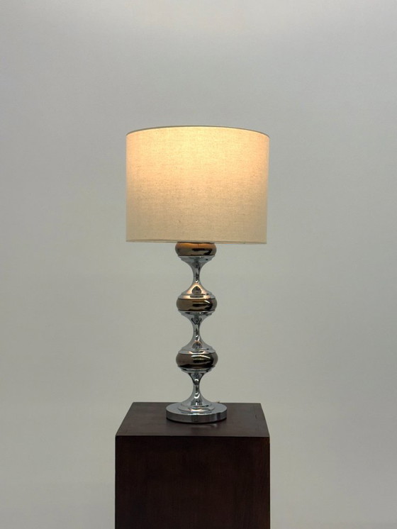 Image 1 of Space Age Tischlampe mit skulpturalem Chromfuß