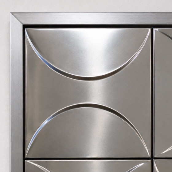 Image 1 of Grande decorazione da parete in acciaio inox – Arte cinetica – Design Space Age – Anni '70 – 92 × 92 cm