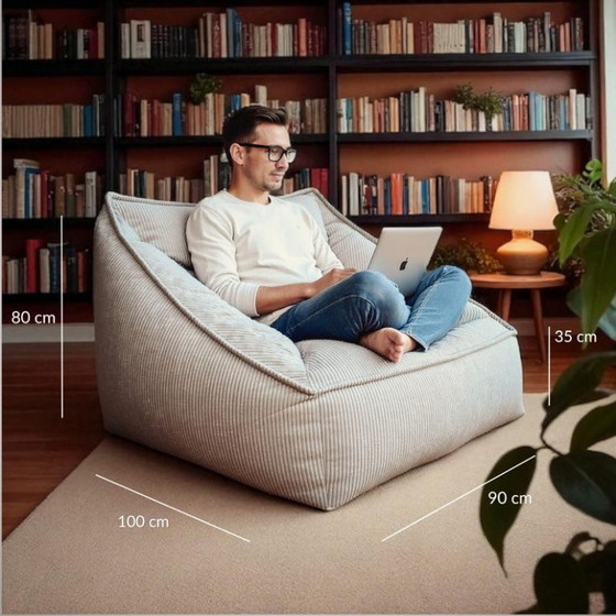 Image 1 of Luxury Living Room Bean Bag Sofa in Premium Corduroy - Designer XXL Bean Bag with Filling Included - Modern Bean Bag Chair
