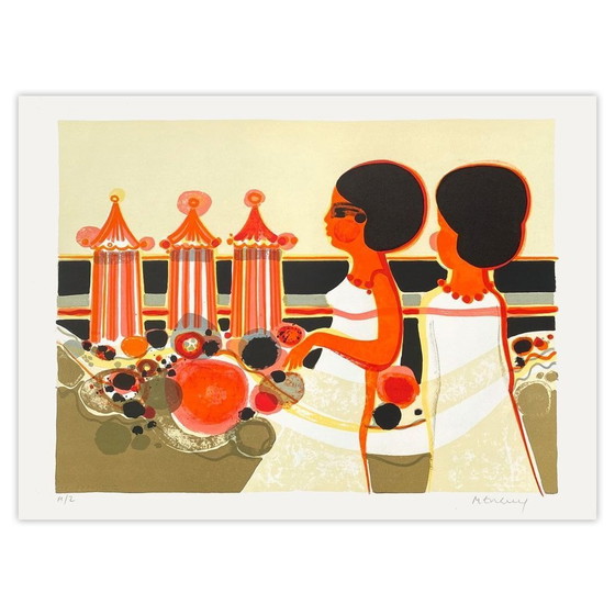Frédéric Menguy Signed Lithograph 1975 - Les Angéliques - La Plage II (With Marg – Lithographs & prints, Paper (photo 4 of 5)
