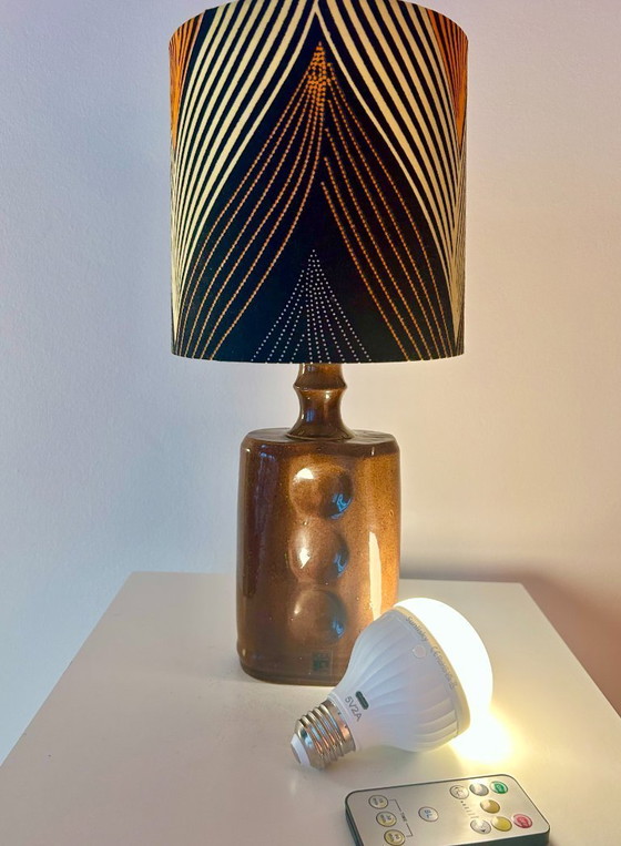 Image 1 of Unique small table lamp upcycled from a vintage IKEA vase | 1970s