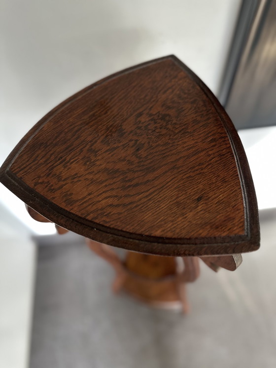 Image 1 of Columna Jardinière antigua Art Nouveau – Mesa para plantas de roble – 110 cm